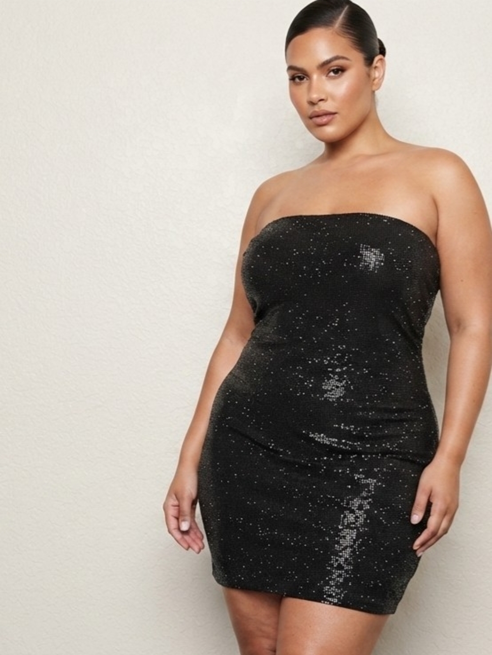 Forever 21 Black Sequin Strapless Dress